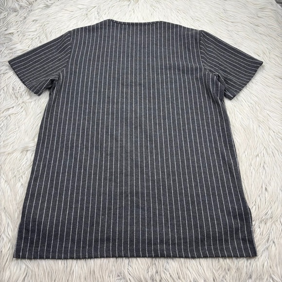 Native Youth Men's L Gray Pin Stripe Knit Tee Top Streetwear Blokecore Urban - Picture 5 of 5
